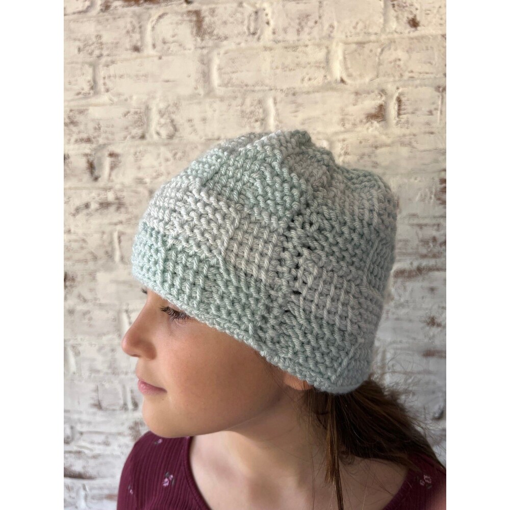 BNWOT Girls Handmade Cotton Crochet Pastel Blue Boho Beanie Hat Kids OSFA 6-16